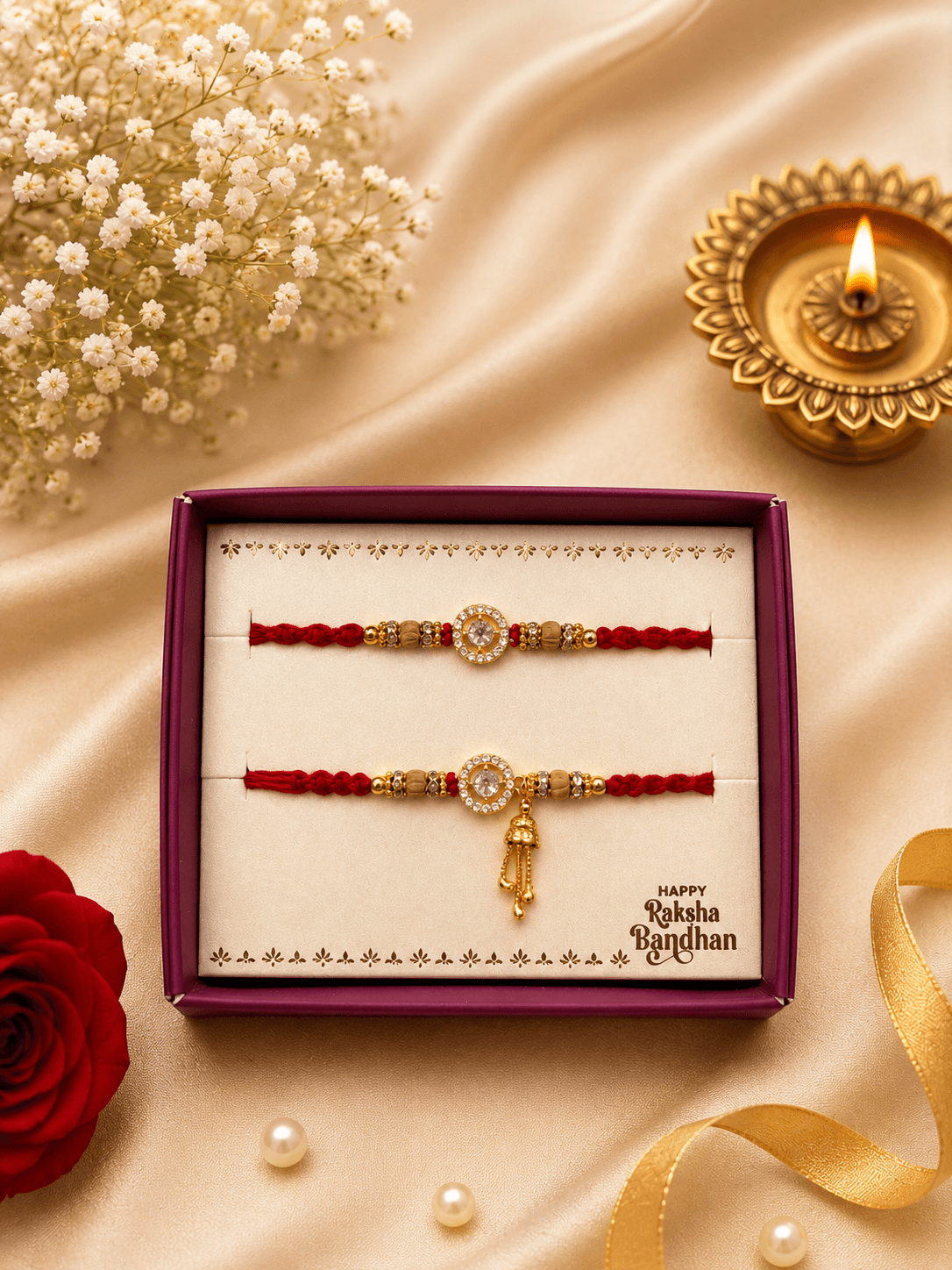 Classic Stone Couple Rakhi Set