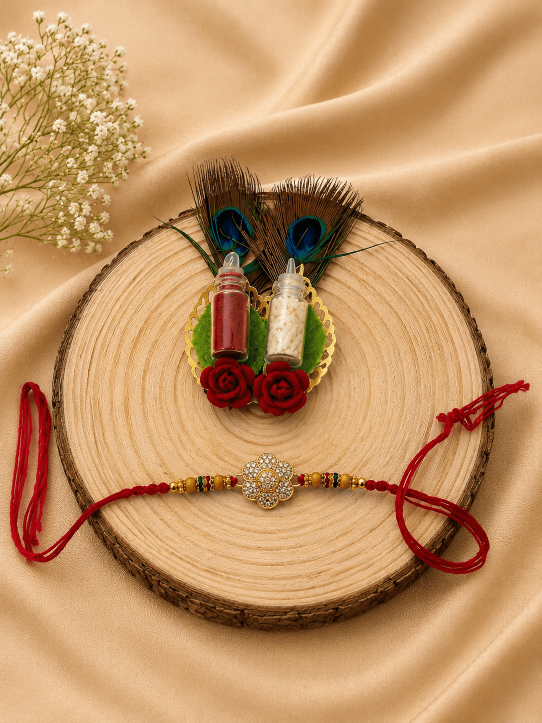 Floral AD Pendant Rakhi